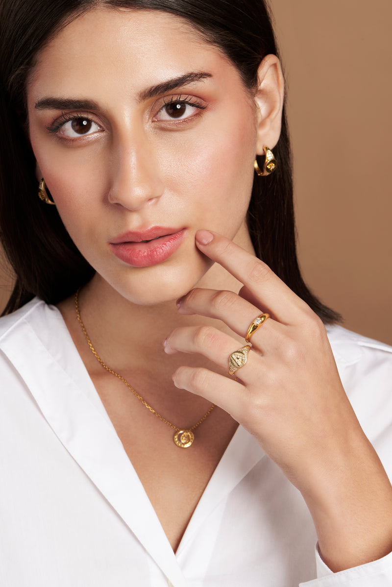 Signet Hoops with Single Star