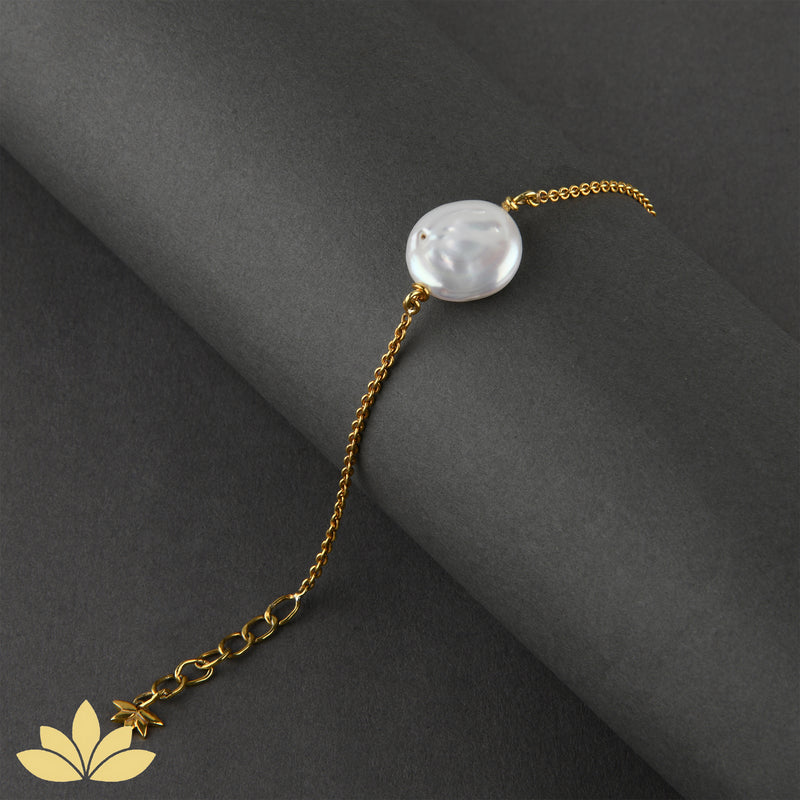 Baroque Pearl Bracelet with Gold Chain