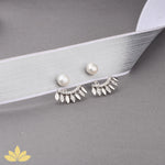 Gold Pearl Jacket Earrings