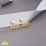 Silver Pearl Jacket Earrings