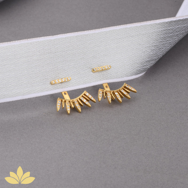 Silver Pointed Jacket Earrings