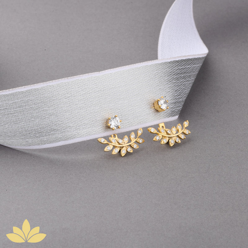 Silver Leaf Jacket Earrings