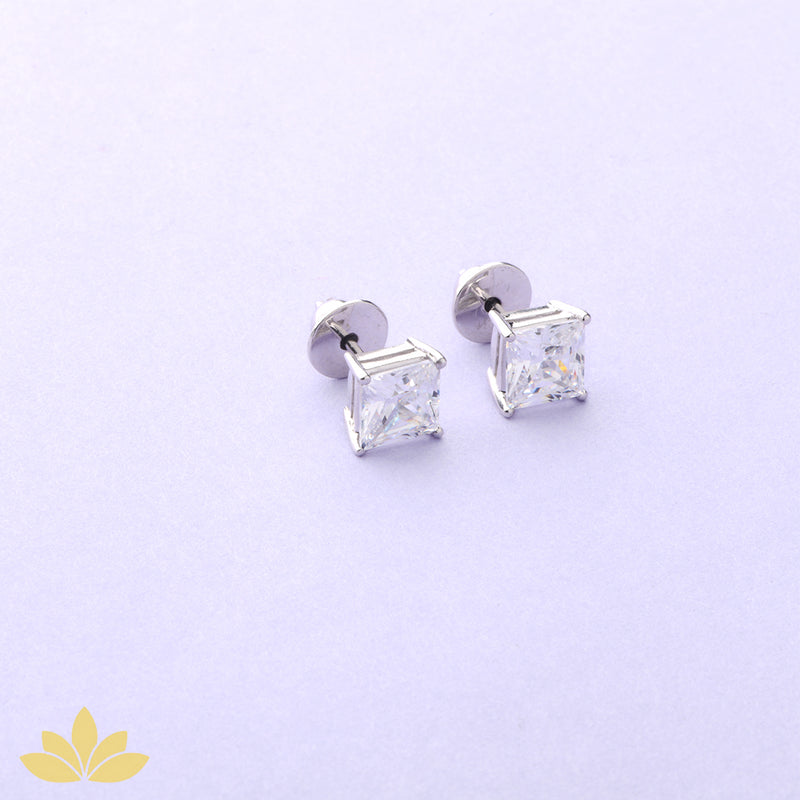 Princess Cut Solitaire Studs