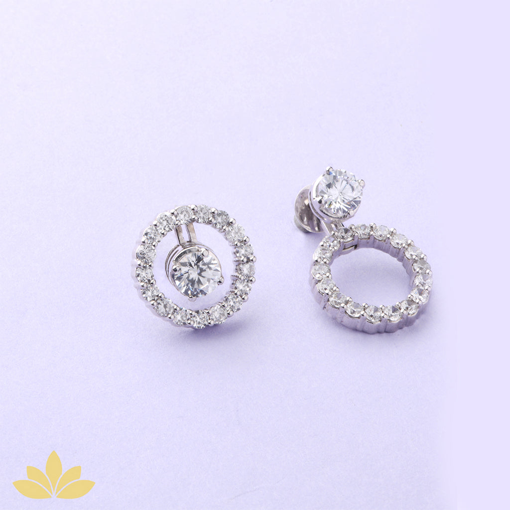 Gold Big Round Jacket Earrings