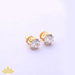 Gold 2c Round Solitaire Studs