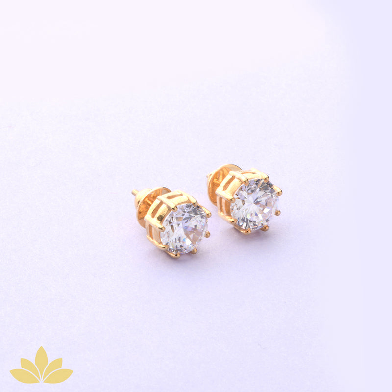 Gold 2c Round Solitaire Studs