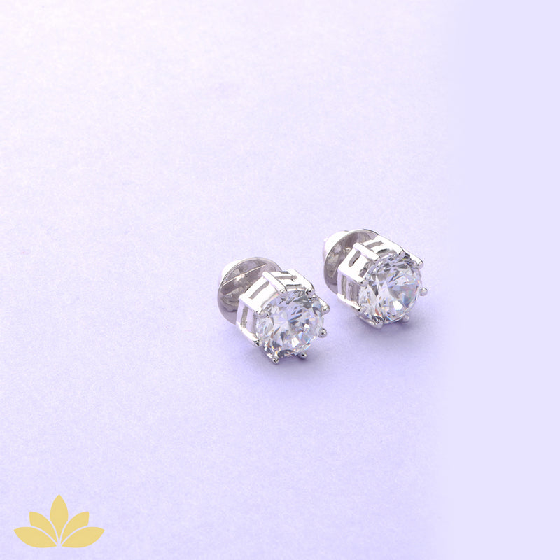 Silver 2c Round Solitaire Studs