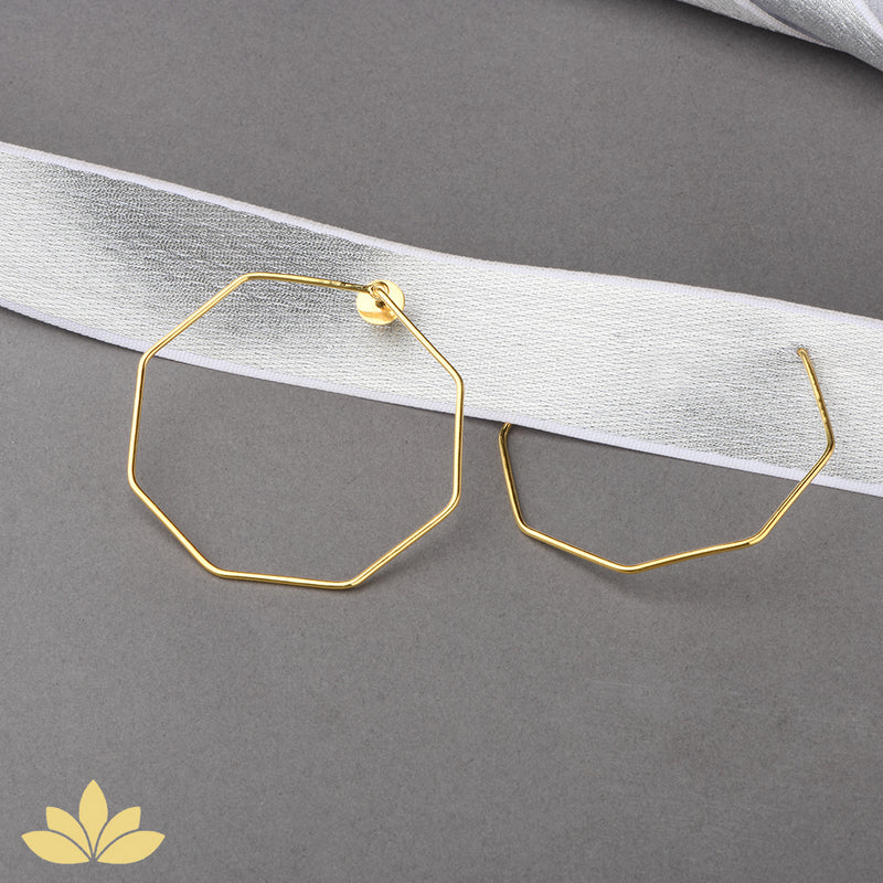 Rose GoldHexagon Hoops