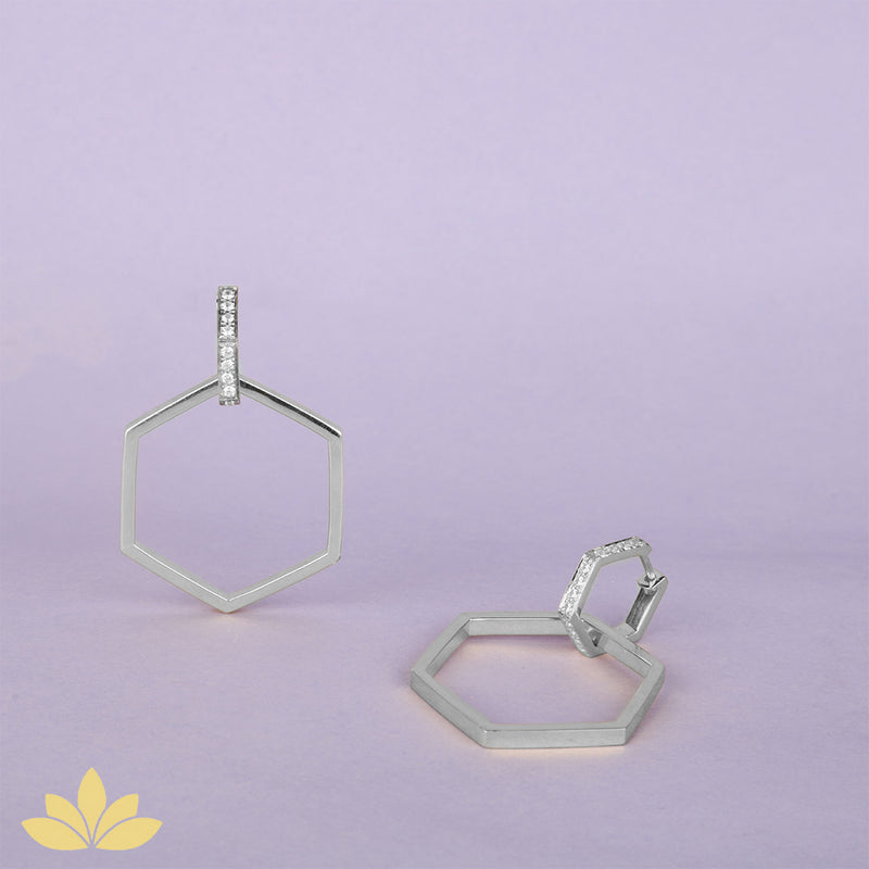 Silver Multi-Purpose Hexagon Earrings