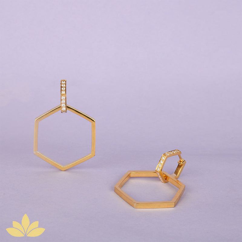 Rose Gold Multi-Purpose Hexagon Earrings