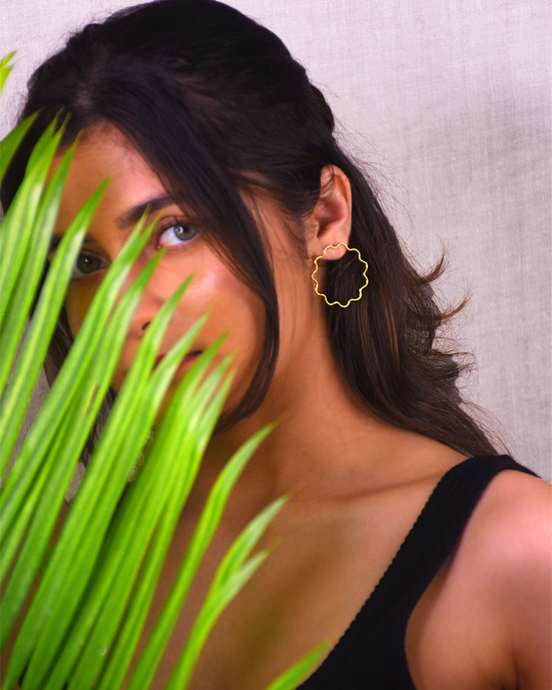 Silver Flower Outline Earrings