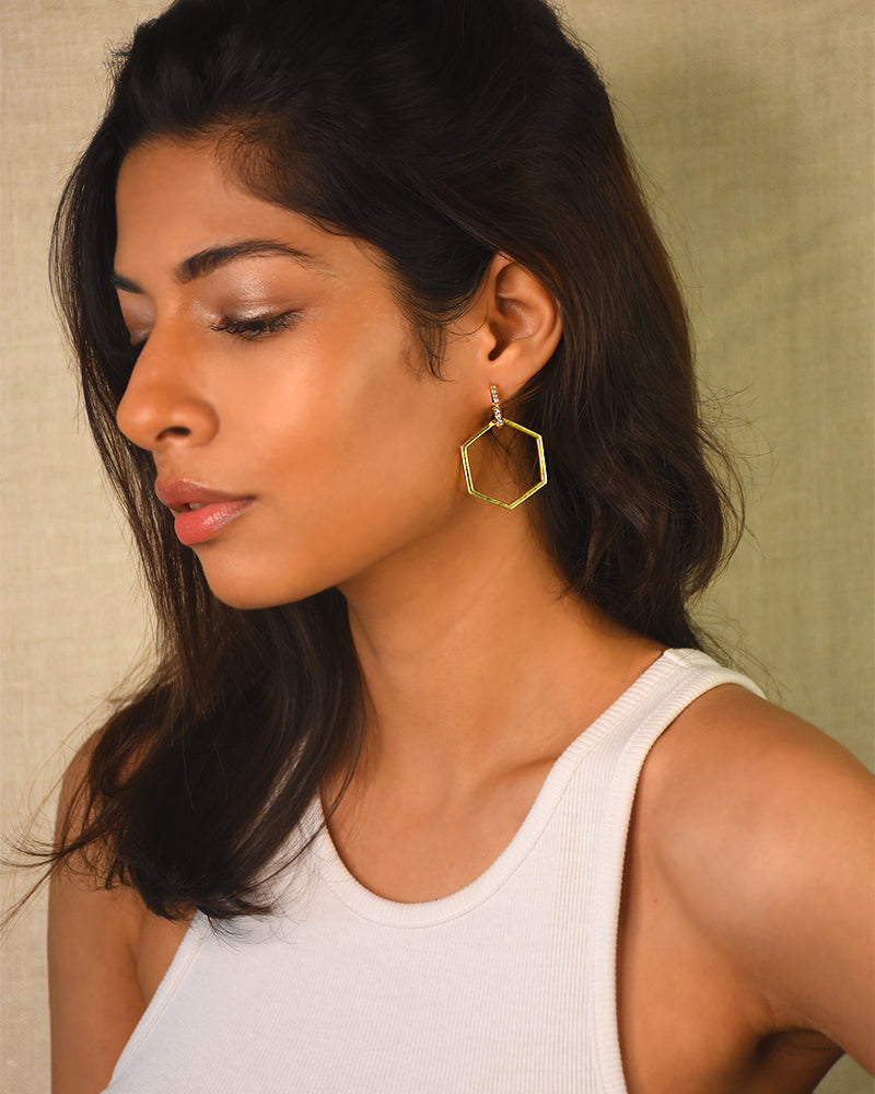 Silver Multi-Purpose Hexagon Earrings