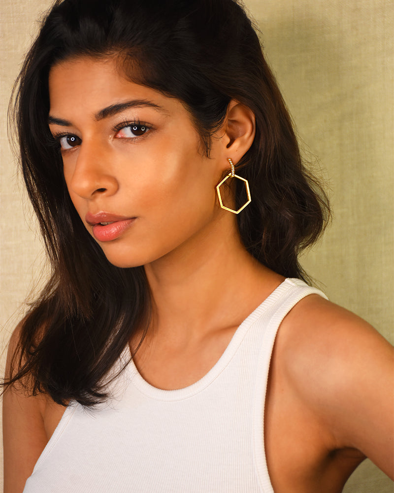 Gold Multi-Purpose Hexagon Earrings