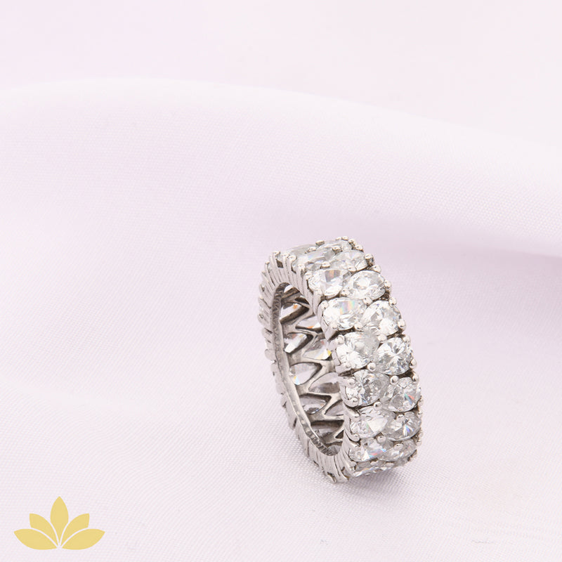 Drop Stone Double Line Eternity Band