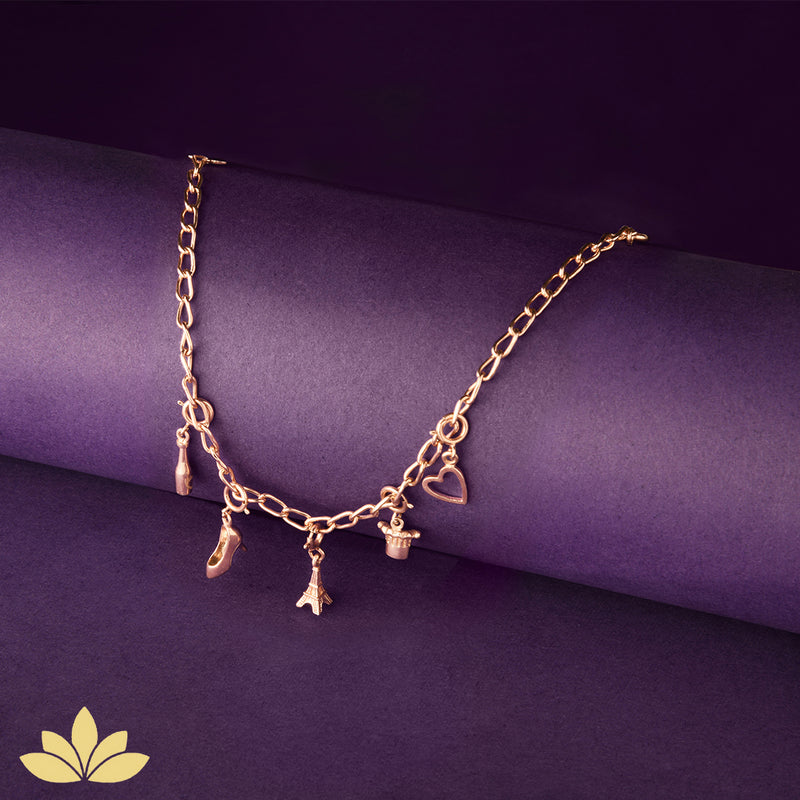 Rose Gold Charm Bracelet Chain