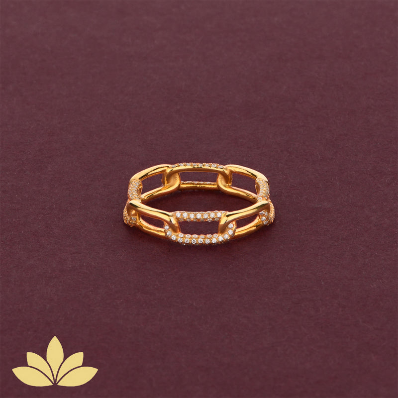 Rose Gold Embellished Chain Ring