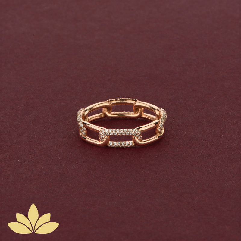 Rose Gold Embellished Chain Ring